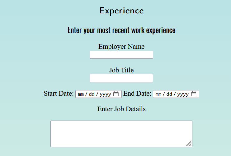 An image of a resume builder